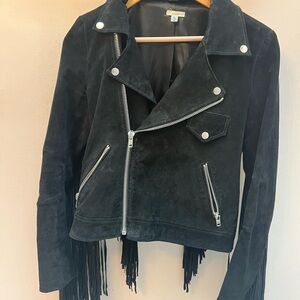 Ecote Black Suede Fringe Leather Jacket